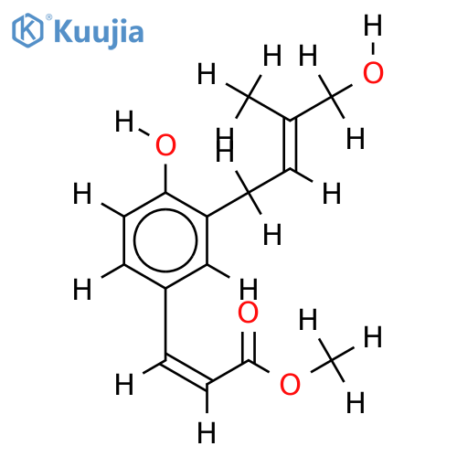(2Z,2"E)-3-[4-Hydroxy-3-(4-hydroxy-3-methyl-2-buteny)phenyl]-2-propenoic acid structure