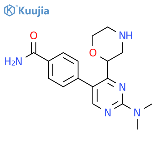 4-(2-(Dimethylamino)-4-(morpholin-2-yl)pyrimidin-5-yl)benzamide structure