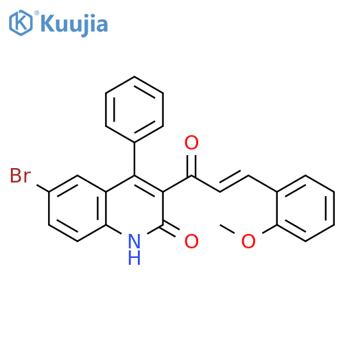 6-bromo-3-(2E)-3-(2-methoxyphenyl)prop-2-enoyl-4-phenyl-1,2-dihydroquinolin-2-one structure