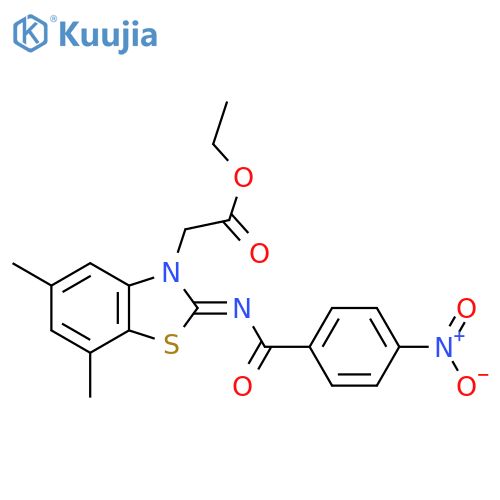 ethyl 2-(2Z)-5,7-dimethyl-2-(4-nitrobenzoyl)imino-2,3-dihydro-1,3-benzothiazol-3-ylacetate structure