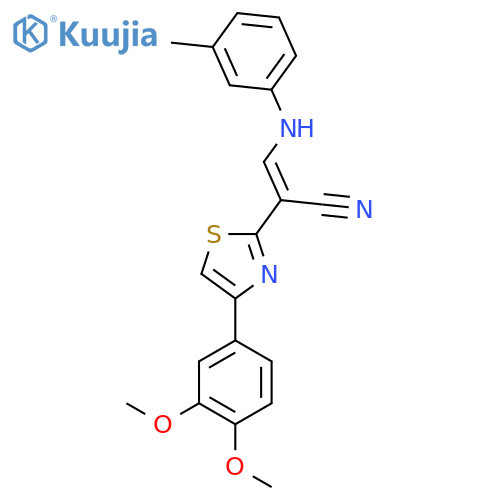 (2E)-2-4-(3,4-dimethoxyphenyl)-1,3-thiazol-2-yl-3-(3-methylphenyl)aminoprop-2-enenitrile structure