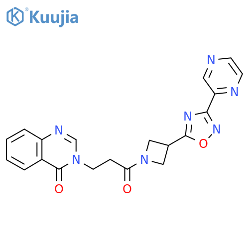 3-(3-oxo-3-{3-3-(pyrazin-2-yl)-1,2,4-oxadiazol-5-ylazetidin-1-yl}propyl)-3,4-dihydroquinazolin-4-one structure
