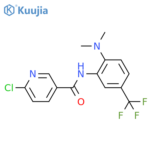 6-chloro-N-[2-(dimethylamino)-5-(trifluoromethyl)phenyl]pyridine-3-carboxamide structure