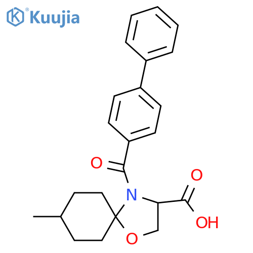 4-{[1,1'-Biphenyl]-4-carbonyl}-8-methyl-1-oxa-4-azaspiro[4.5]decane-3-carboxylic acid structure