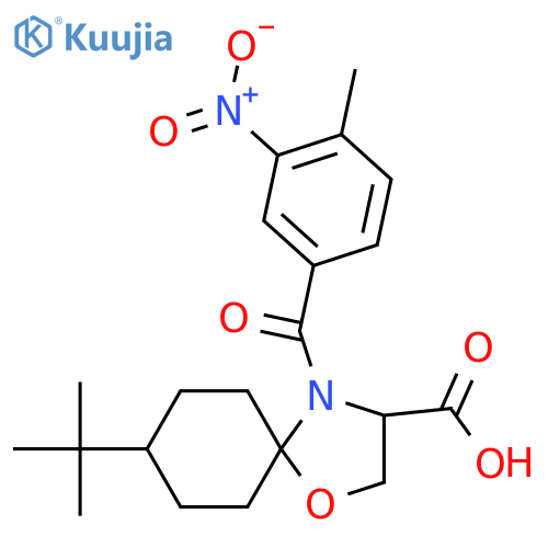 8-Tert-Butyl-4-(4-methyl-3-nitrobenzoyl)-1-oxa-4-azaspiro[4.5]decane-3-carboxylic acid structure