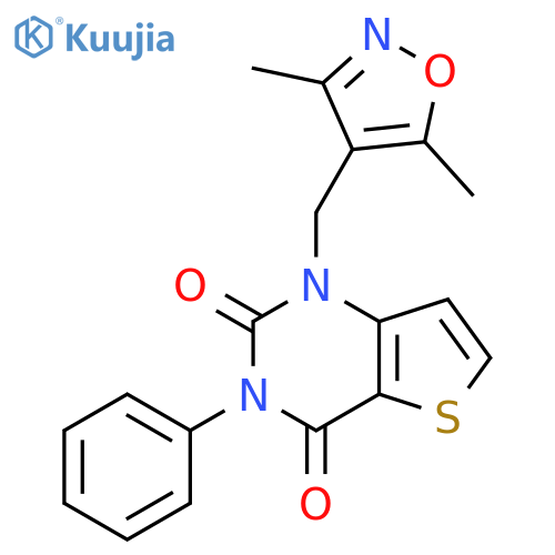 1-[(3,5-dimethyl-1,2-oxazol-4-yl)methyl]-3-phenyl-1H,2H,3H,4H-thieno[3,2-d]pyrimidine-2,4-dione structure