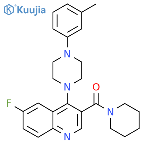 6-fluoro-4-[4-(3-methylphenyl)piperazin-1-yl]-3-(piperidine-1-carbonyl)quinoline structure
