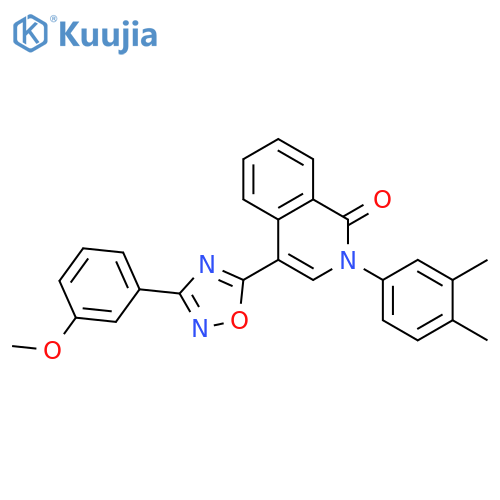 2-(3,4-dimethylphenyl)-4-[3-(3-methoxyphenyl)-1,2,4-oxadiazol-5-yl]-1,2-dihydroisoquinolin-1-one structure