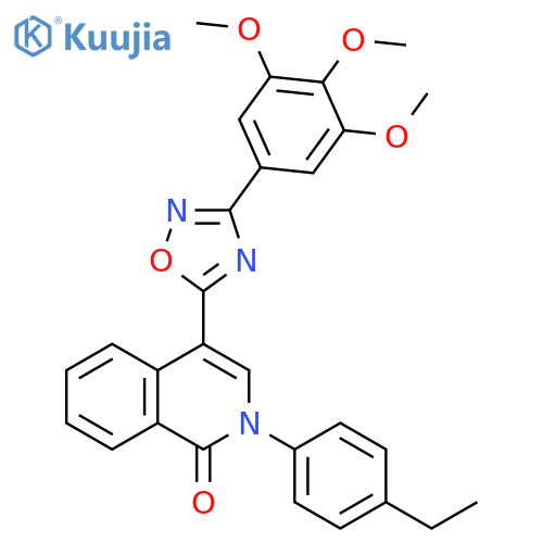 2-(4-ethylphenyl)-4-[3-(3,4,5-trimethoxyphenyl)-1,2,4-oxadiazol-5-yl]-1,2-dihydroisoquinolin-1-one structure