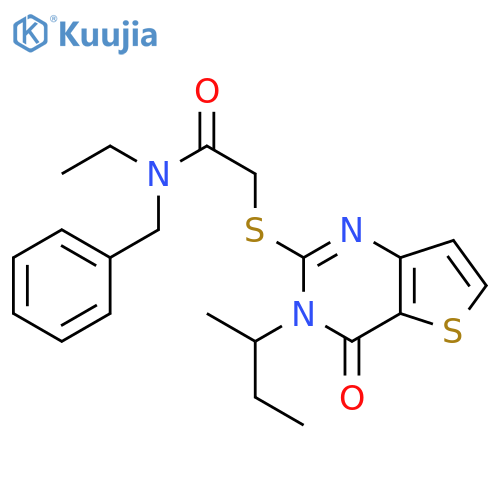 N-benzyl-2-{[3-(butan-2-yl)-4-oxo-3H,4H-thieno[3,2-d]pyrimidin-2-yl]sulfanyl}-N-ethylacetamide structure