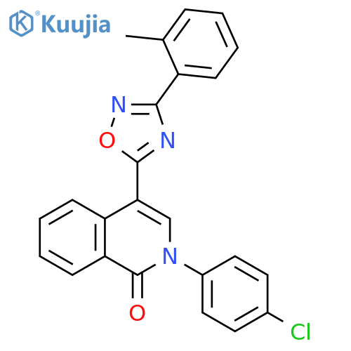 2-(4-chlorophenyl)-4-[3-(2-methylphenyl)-1,2,4-oxadiazol-5-yl]-1,2-dihydroisoquinolin-1-one structure