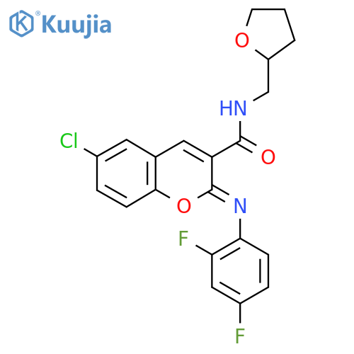 (2Z)-6-chloro-2-[(2,4-difluorophenyl)imino]-N-[(oxolan-2-yl)methyl]-2H-chromene-3-carboxamide structure