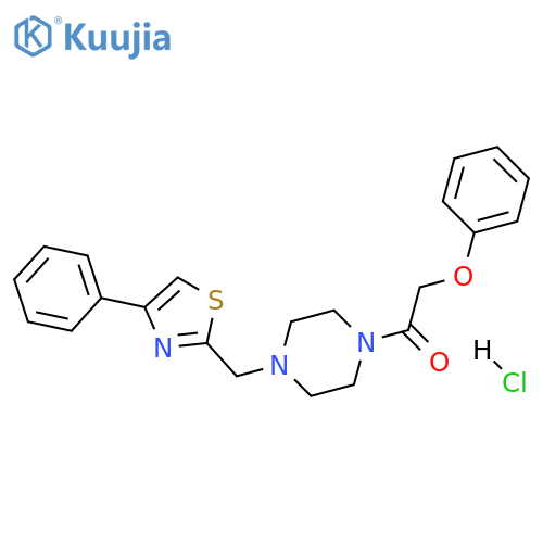 2-phenoxy-1-{4-[(4-phenyl-1,3-thiazol-2-yl)methyl]piperazin-1-yl}ethan-1-one hydrochloride structure