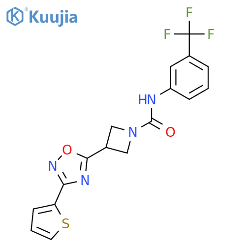 3-3-(thiophen-2-yl)-1,2,4-oxadiazol-5-yl-N-3-(trifluoromethyl)phenylazetidine-1-carboxamide structure