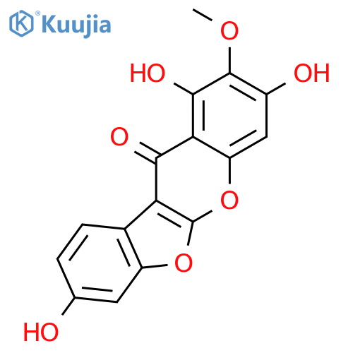 1,3,8-trihydroxy-2-methoxy-11H-[1]benzofuro[2,3-b]chromen-11-one structure