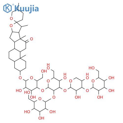 12-oxospirostan-3-yl hexopyranosyl-(1->2)-[hexopyranosyl-(1->3)pentopyranosyl-(1->3)]hexopyranosyl-(1->4)hexopyranoside structure
