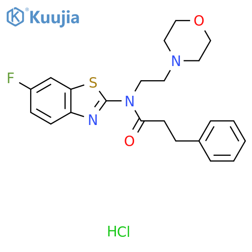 N-(6-fluoro-1,3-benzothiazol-2-yl)-N-[2-(morpholin-4-yl)ethyl]-3-phenylpropanamide hydrochloride structure