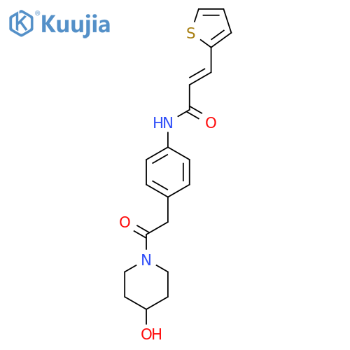 (2E)-N-{4-2-(4-hydroxypiperidin-1-yl)-2-oxoethylphenyl}-3-(thiophen-2-yl)prop-2-enamide structure