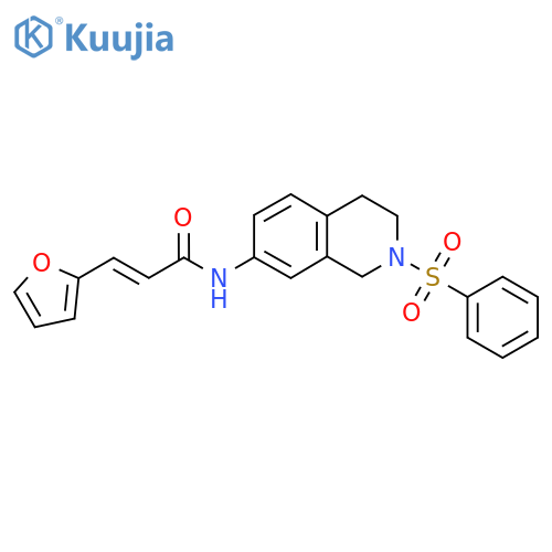 (2E)-N-[2-(benzenesulfonyl)-1,2,3,4-tetrahydroisoquinolin-7-yl]-3-(furan-2-yl)prop-2-enamide structure