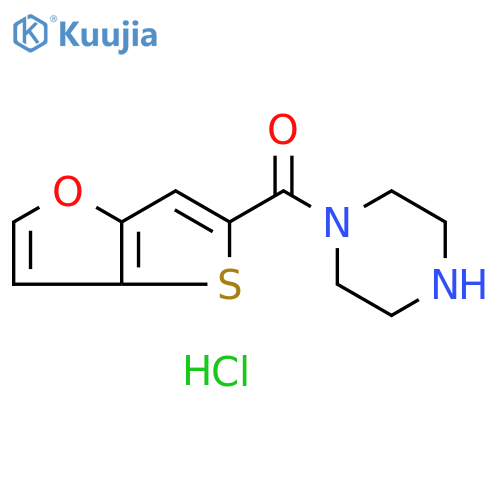 piperazin-1-yl(thieno[3,2-b]furan-5-yl)methanone;hydrochloride structure