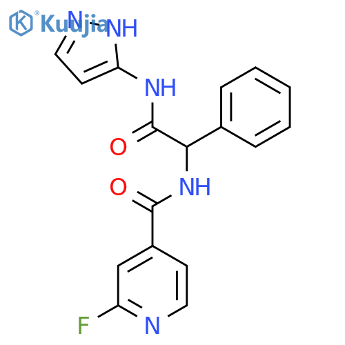 2-[(2-fluoropyridin-4-yl)formamido]-2-phenyl-N-(1H-pyrazol-3-yl)acetamide structure