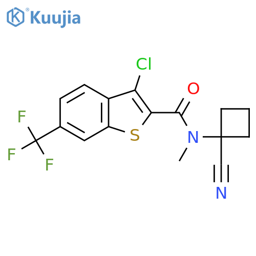 3-chloro-N-(1-cyanocyclobutyl)-N-methyl-6-(trifluoromethyl)-1-benzothiophene-2-carboxamide structure