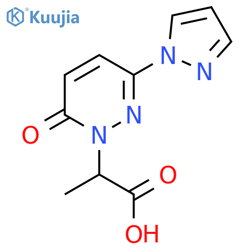 2-[6-oxo-3-(1H-pyrazol-1-yl)-1,6-dihydropyridazin-1-yl]propanoic acid structure