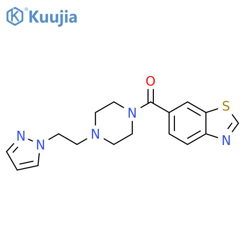 6-{4-2-(1H-pyrazol-1-yl)ethylpiperazine-1-carbonyl}-1,3-benzothiazole structure