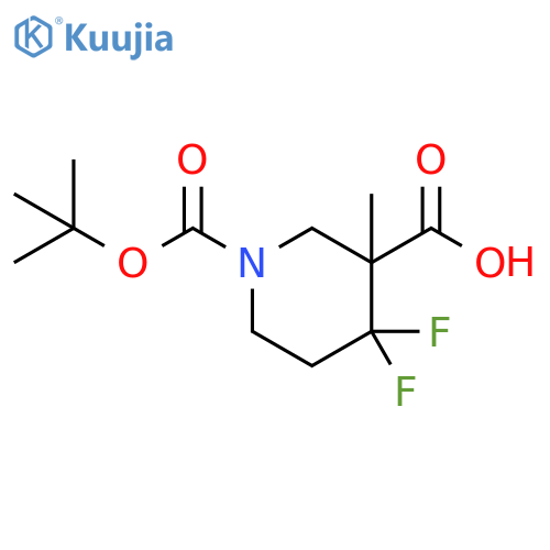 1-tert-butoxycarbonyl-4,4-difluoro-3-methyl-piperidine-3-carboxylic acid structure