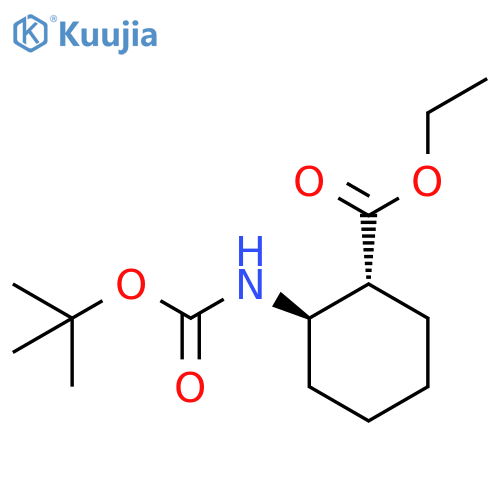Cyclohexanecarboxylic acid, 2-[[(1,1-dimethylethoxy)carbonyl]amino]-, ethyl ester, (1R,2R)-rel- structure