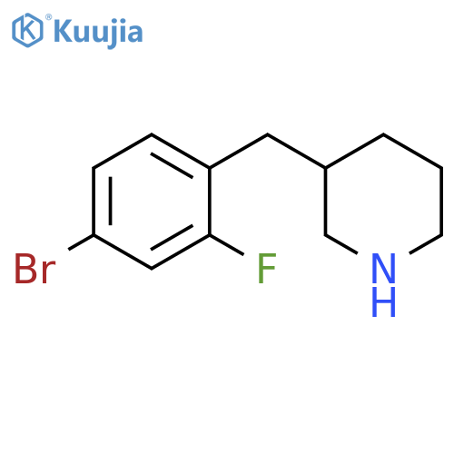 Piperidine, 3-[(4-bromo-2-fluorophenyl)methyl]- structure