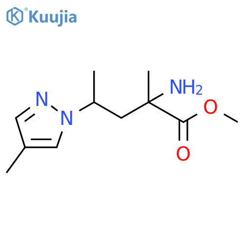 methyl 2-amino-2-methyl-4-(4-methyl-1H-pyrazol-1-yl)pentanoate structure