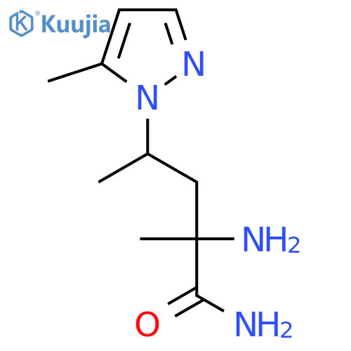2-amino-2-methyl-4-(5-methyl-1H-pyrazol-1-yl)pentanamide structure