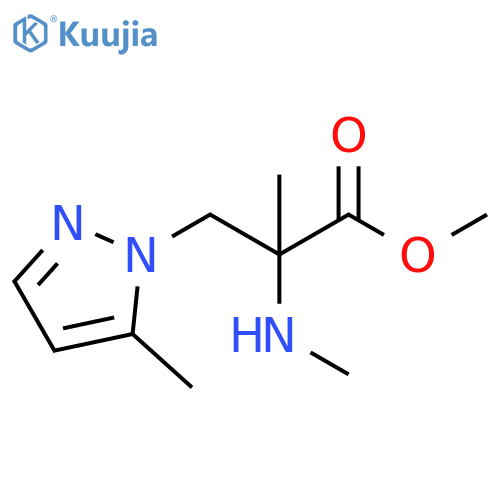 methyl 2-methyl-3-(5-methyl-1H-pyrazol-1-yl)-2-(methylamino)propanoate structure