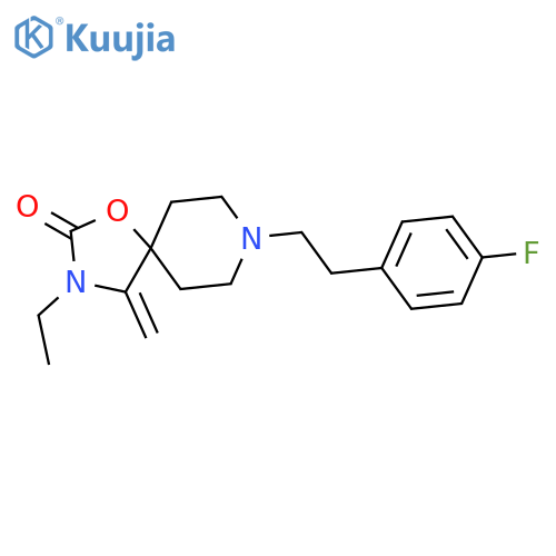 3-ethyl-8-[2-(4-fluorophenyl)ethyl]-4-methylidene-1-oxa-3,8-diazaspiro[4.5]decan-2-one structure