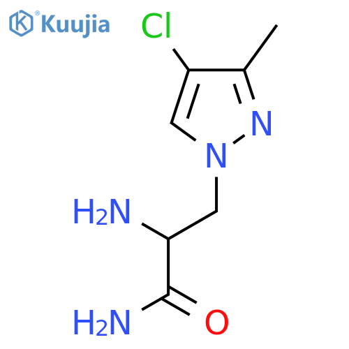 2-amino-3-(4-chloro-3-methyl-1H-pyrazol-1-yl)propanamide structure