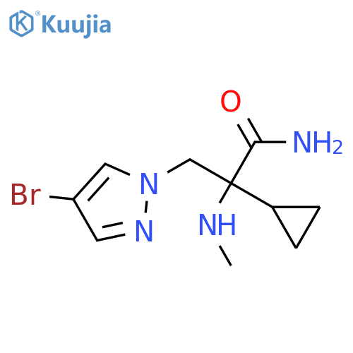 3-(4-bromo-1H-pyrazol-1-yl)-2-cyclopropyl-2-(methylamino)propanamide structure