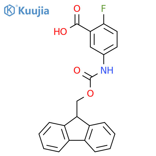 5-({(9H-fluoren-9-yl)methoxycarbonyl}amino)-2-fluorobenzoic acid structure