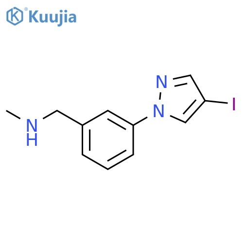 {3-(4-iodo-1H-pyrazol-1-yl)phenylmethyl}(methyl)amine structure