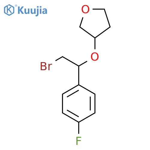 3-2-bromo-1-(4-fluorophenyl)ethoxyoxolane structure
