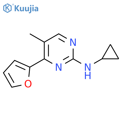 N-cyclopropyl-4-(furan-2-yl)-5-methylpyrimidin-2-amine structure