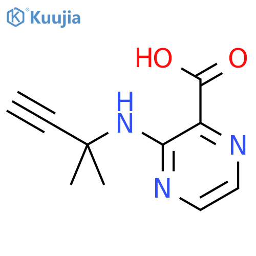 3-(2-methylbut-3-yn-2-yl)aminopyrazine-2-carboxylic acid structure