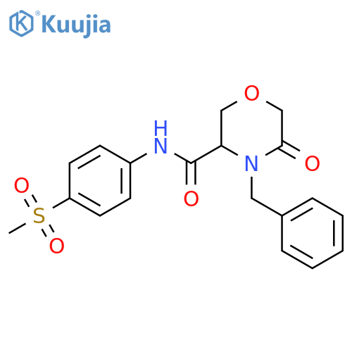 4-benzyl-N-(4-methanesulfonylphenyl)-5-oxomorpholine-3-carboxamide structure