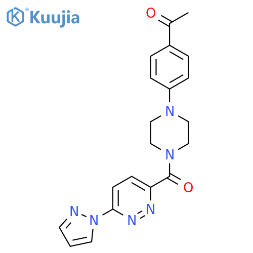 1-(4-{4-6-(1H-pyrazol-1-yl)pyridazine-3-carbonylpiperazin-1-yl}phenyl)ethan-1-one structure