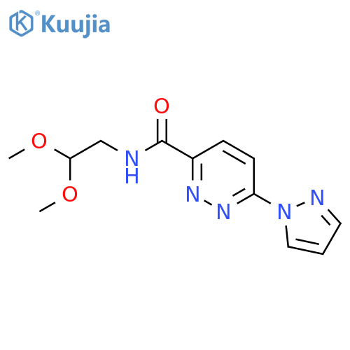N-(2,2-dimethoxyethyl)-6-(1H-pyrazol-1-yl)pyridazine-3-carboxamide structure