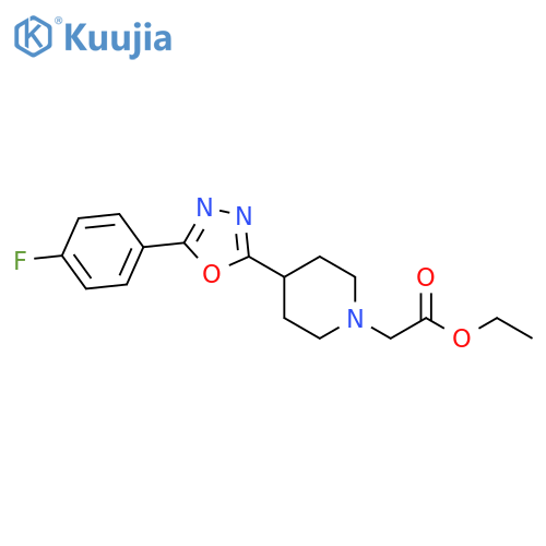 ethyl 2-{4-5-(4-fluorophenyl)-1,3,4-oxadiazol-2-ylpiperidin-1-yl}acetate structure