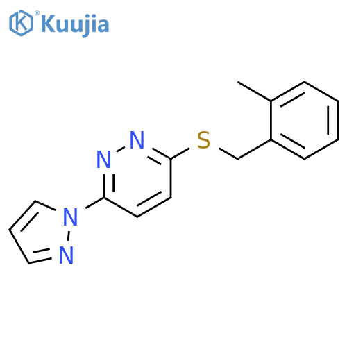 3-{(2-methylphenyl)methylsulfanyl}-6-(1H-pyrazol-1-yl)pyridazine structure