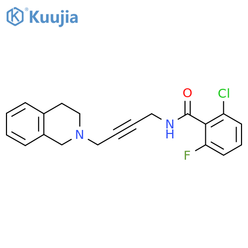 2-chloro-6-fluoro-N-[4-(1,2,3,4-tetrahydroisoquinolin-2-yl)but-2-yn-1-yl]benzamide structure
