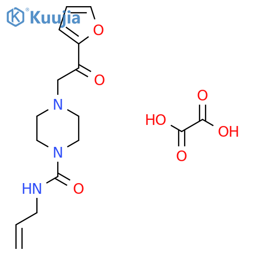 4-2-(furan-2-yl)-2-oxoethyl-N-(prop-2-en-1-yl)piperazine-1-carboxamide; oxalic acid structure