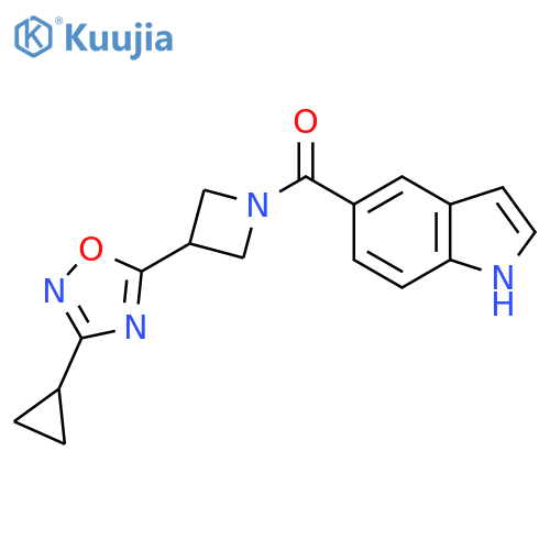5-3-(3-cyclopropyl-1,2,4-oxadiazol-5-yl)azetidine-1-carbonyl-1H-indole structure